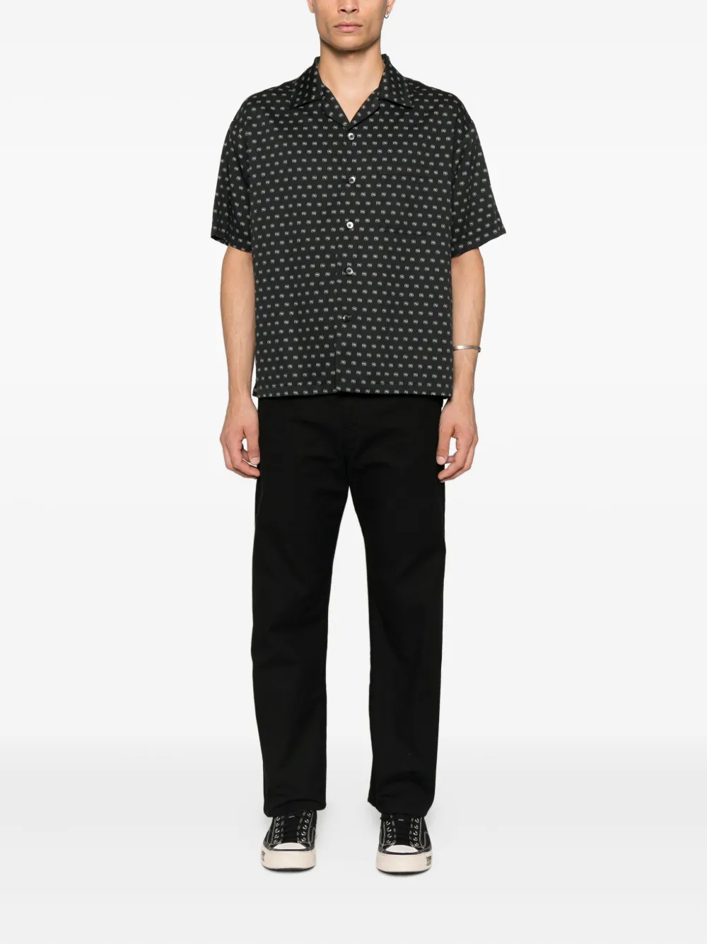 Neighborhood Overhemd met monogram-print - Zwart