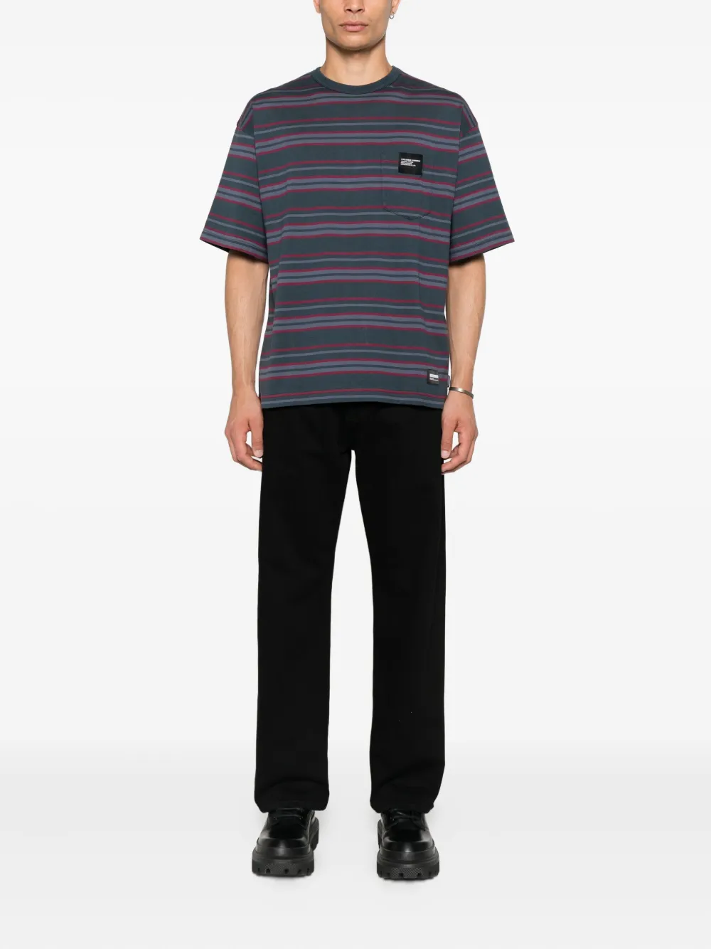 Neighborhood Gestreept T-shirt - Paars