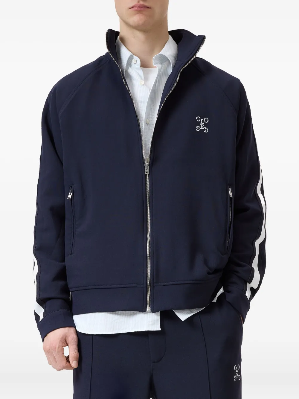 Closed embroidered-logo jacket - Blauw