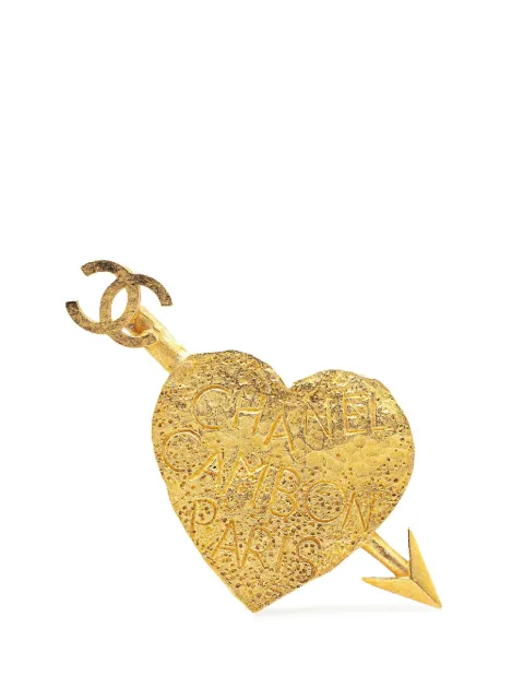 CHANEL Pre-Owned 1993 Gold Plated CC Heart and Arrow costume brooch