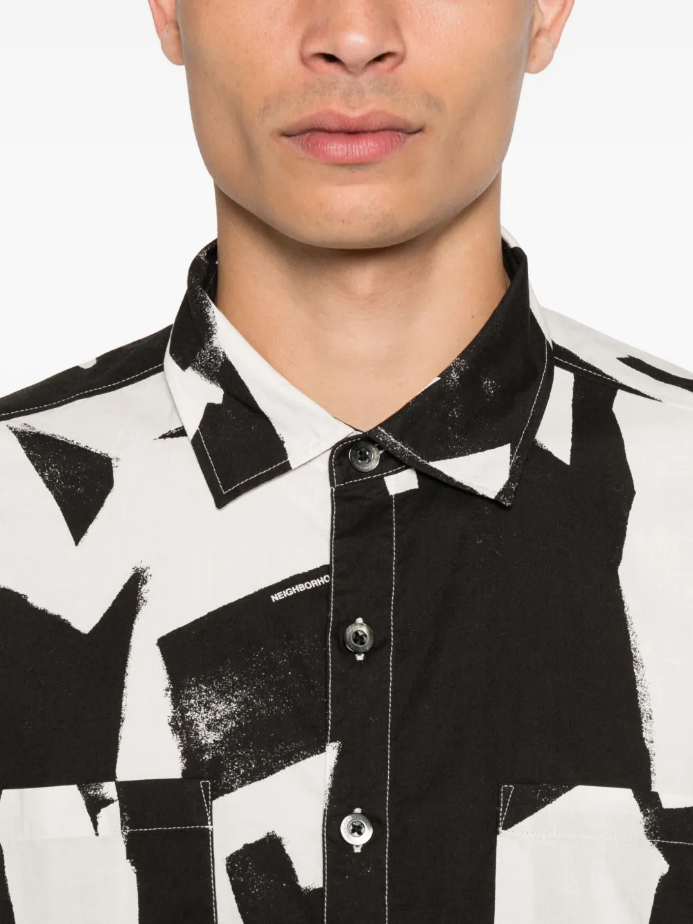 Neighborhood Overhemd met abstracte print Beige