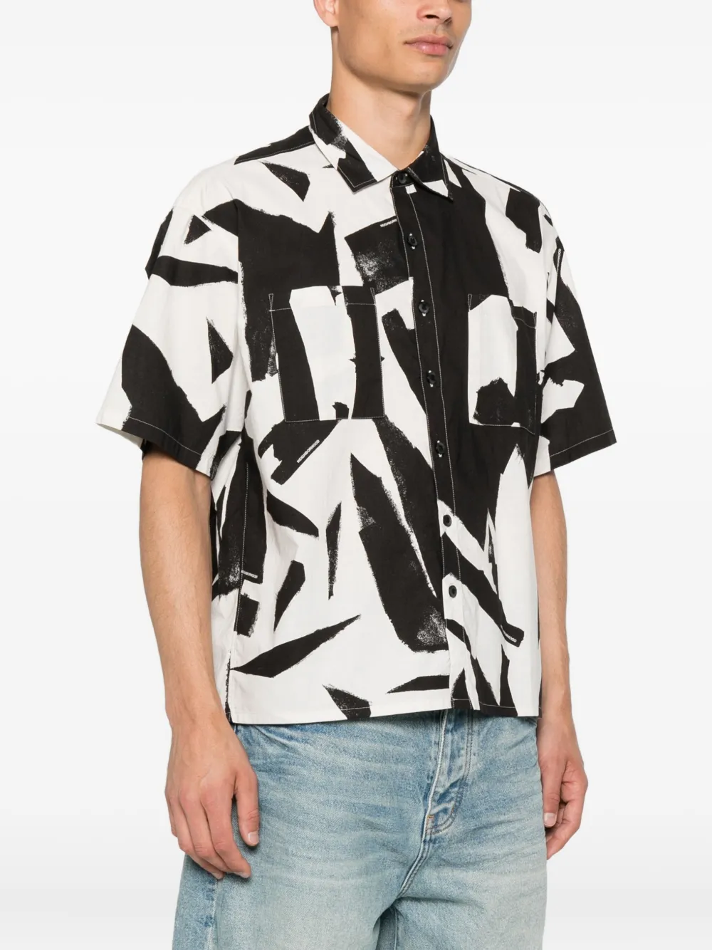 Neighborhood Overhemd met abstracte print Beige