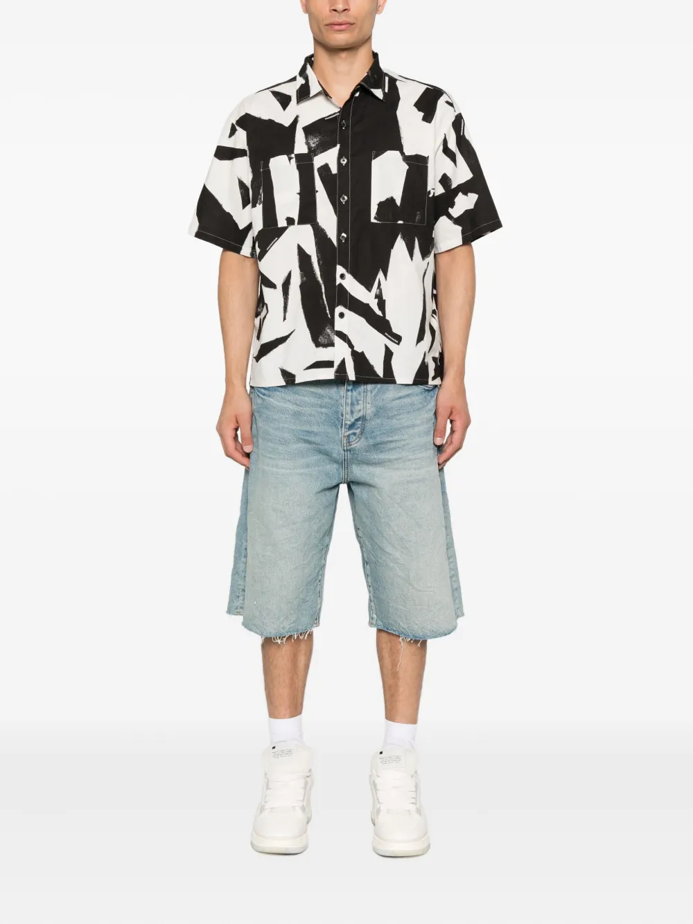 Neighborhood Overhemd met abstracte print Beige