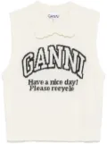 GANNI logo-intarsia vest - White