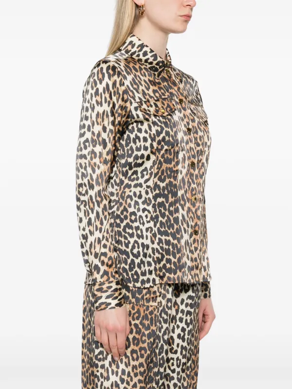 leopard satin blouse