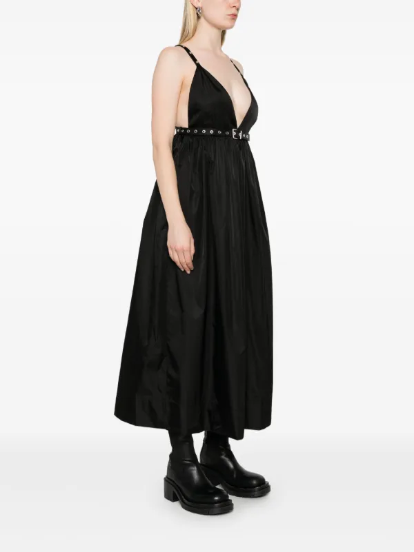 GANNI Duchesse Strap Midi Dress | Black | FARFETCH