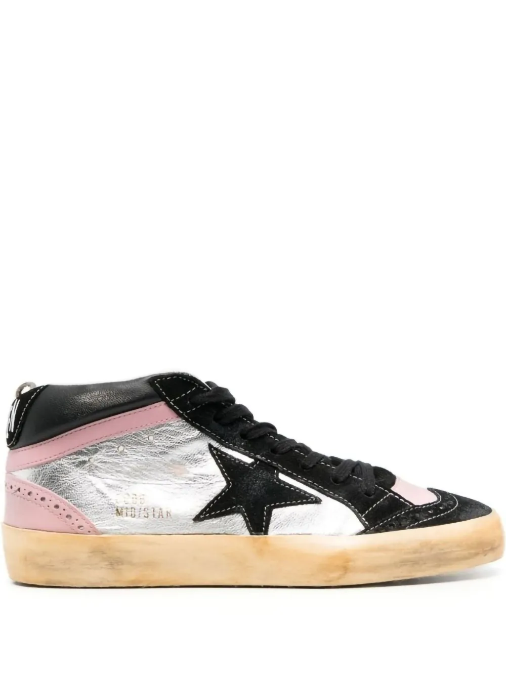 Golden Goose Mid Star WMNS "Black Silver Pink" sneakers Zilver