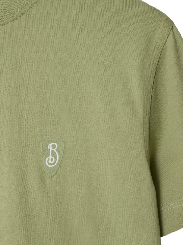 ★Burberry★ Green クロスステッチ コットンTシャツ Burberry Men's Spruce Green Molesey Logo Embroidered Cotton