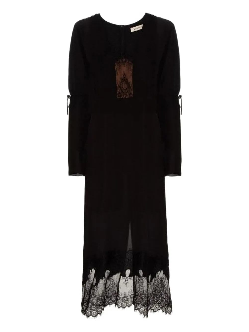 Lethicia Bronstein Adelia Lace-insert Midi Dress In Black