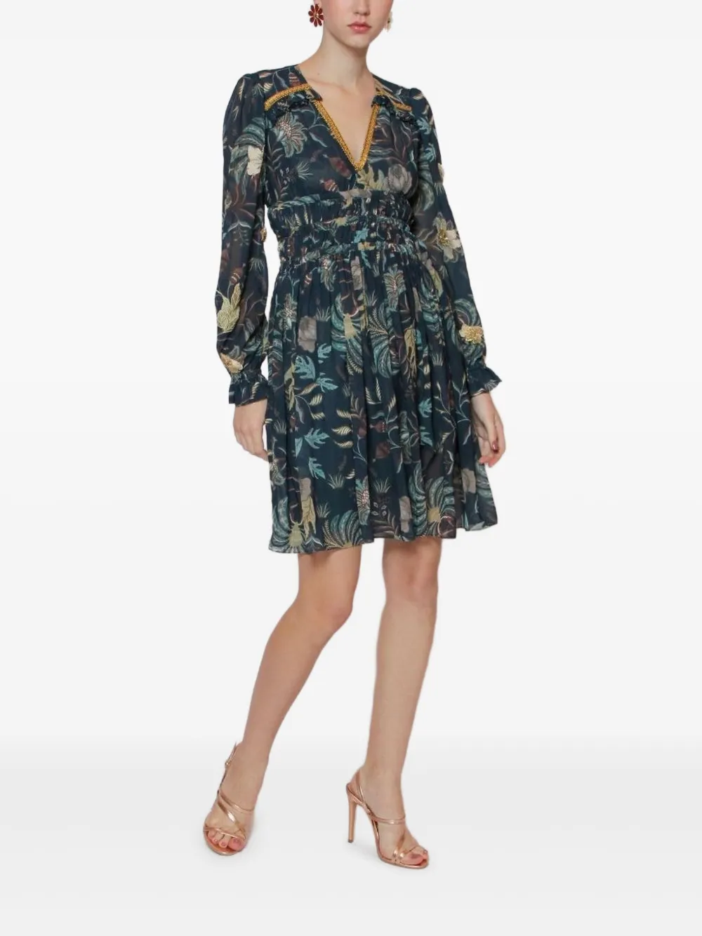 Lethicia Bronstein Agar floral-print smocked dress - Blauw