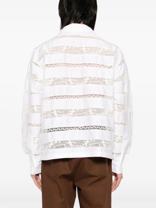 【送料&関税込】Bode T-shirt In White Cotton BODE Cropped Reversible Printed Cotton-Jersey T-Shirt for