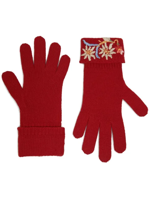 Bally guantes con bordado floral