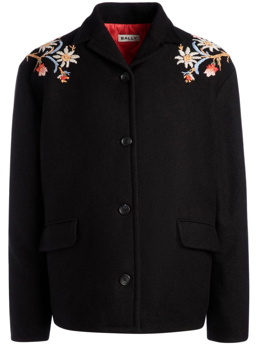 Winter Capsule Jacket With Alpine Flowers in a Black Wool Blend