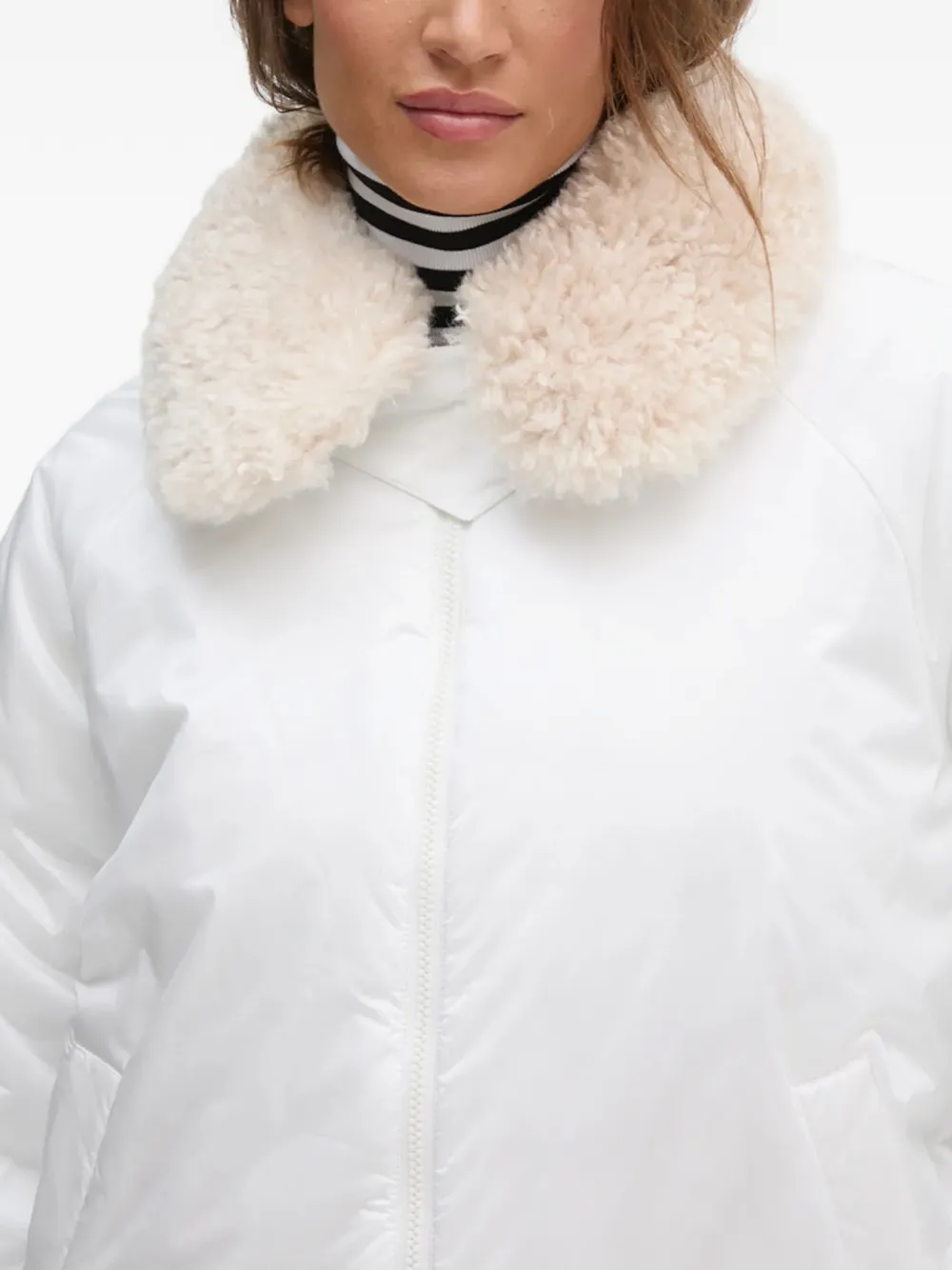 Petal Faux-Fur-Collar Zip-Fastening Jacket