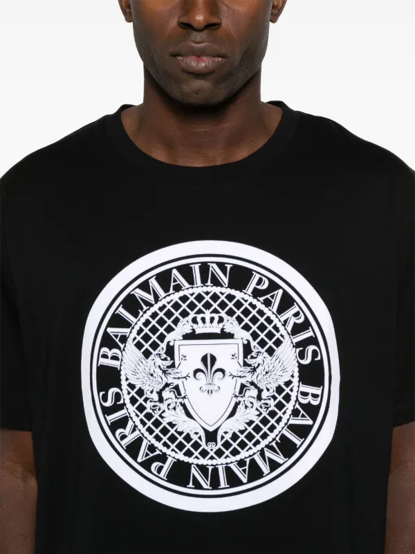 BALMAIN ブラック ロゴ Tシャツ Balmain logo-print Cotton T-shirt | Black | FARFETCH