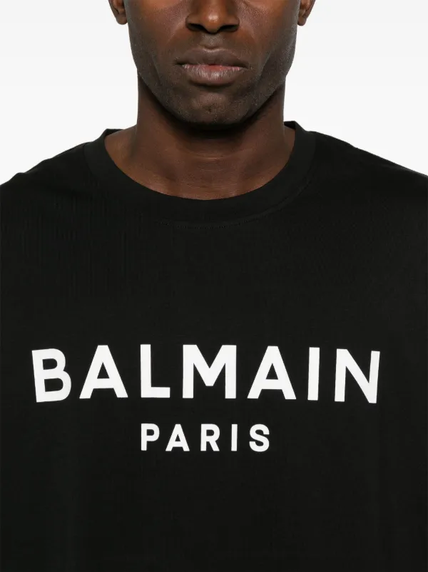 Balmain Men's Flocked Logo T-Shirt | Neiman Marcus