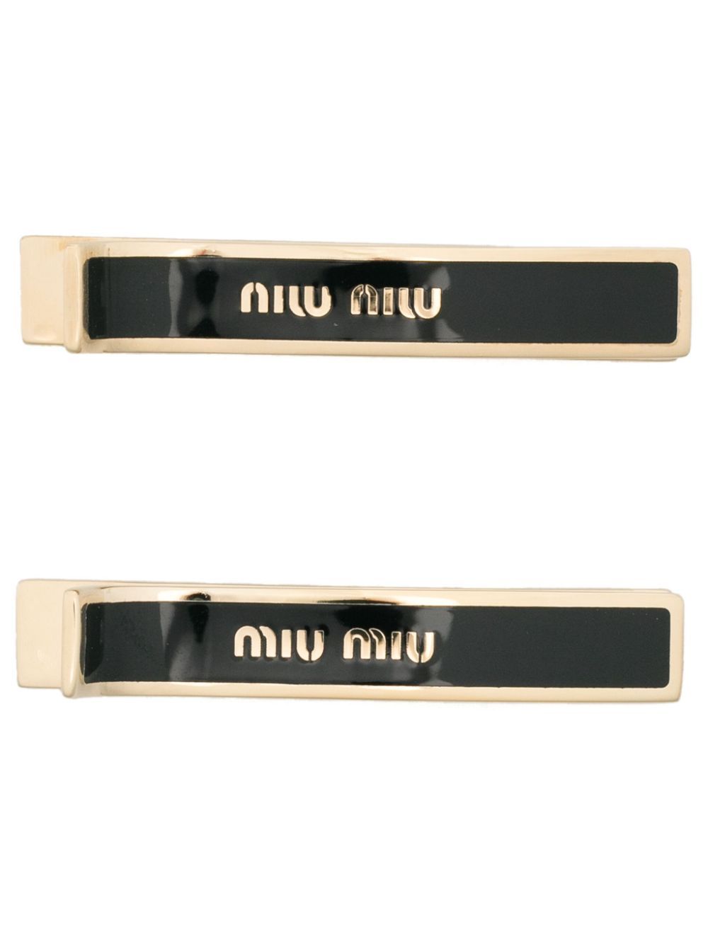 Miu Miu Logo-print Hair Clip In Black