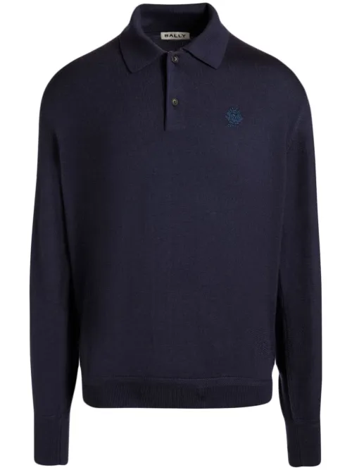 Bally polo à logo brodé - Bleu - Bally - Modalova