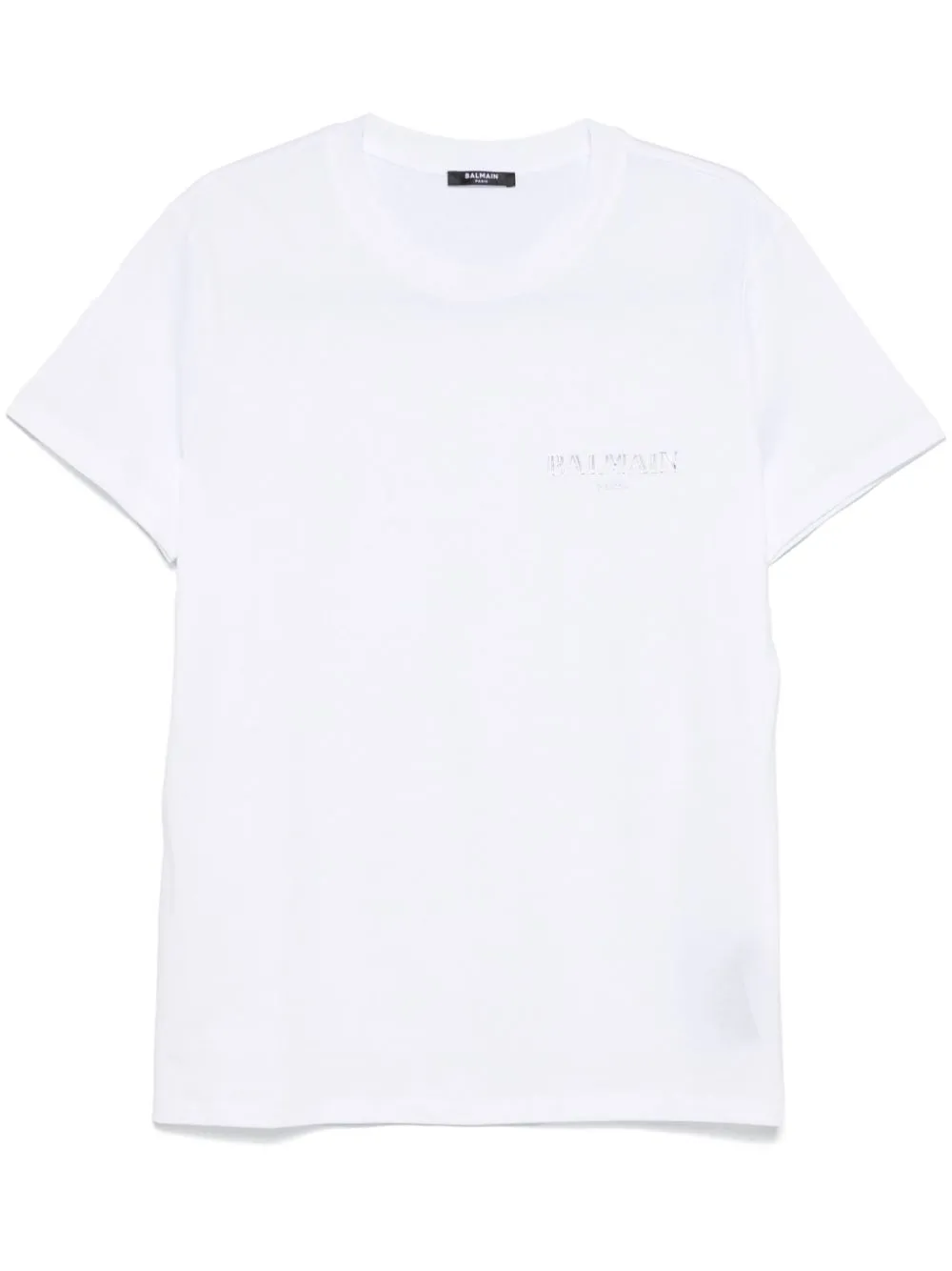 Balmain White Crewneck T-shirt With Logo Lettering On The Front In Cotton Man In White