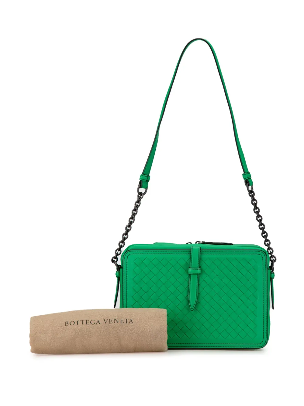 Bottega Veneta Pre-Owned 2012-2024 Nappa Intrecciato Belt Flap Camera shoulder bag - Groen