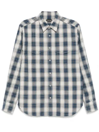 TOM FORD チェック シャツ | ブルー | FARFETCH JP