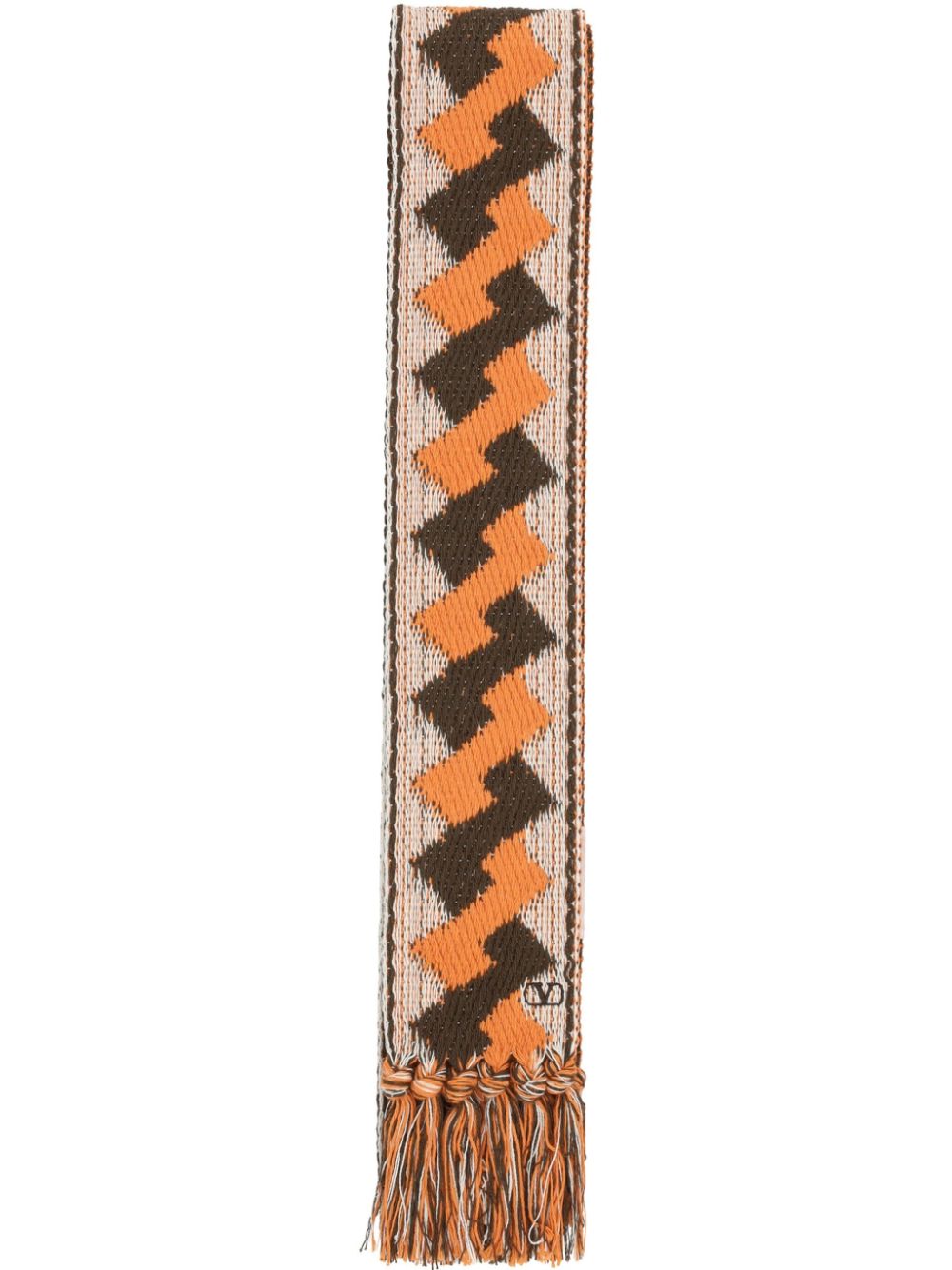 Valentino Garavani patterned-jacquard scarf - Orange