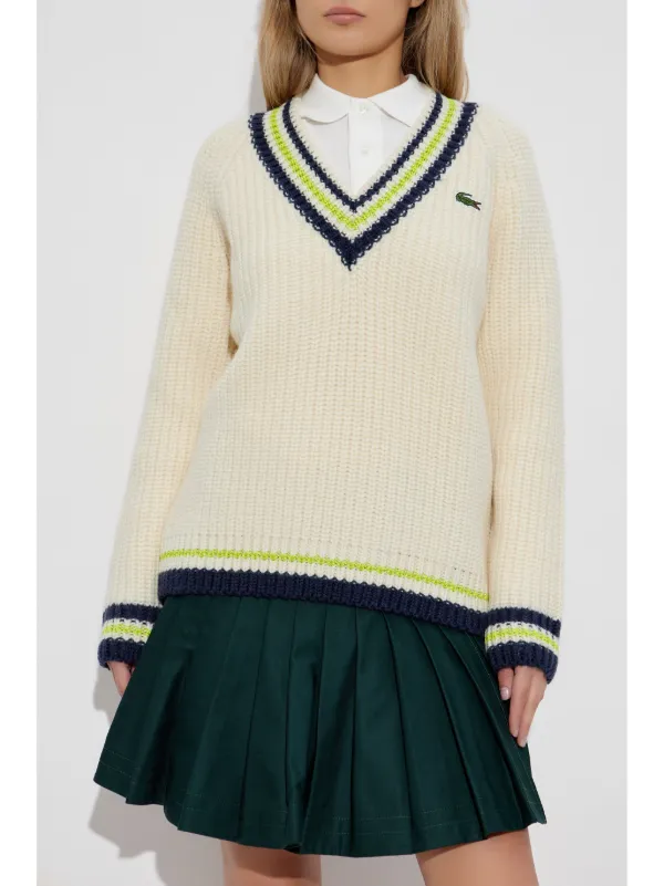 LACOSTE border wool 100% knit