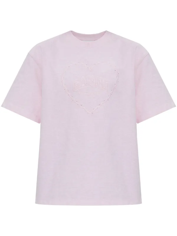 GANNI エンブロダイリーTシャツ GANNI エンブロイダリー Tシャツ | ピンク | FARFETCH JP