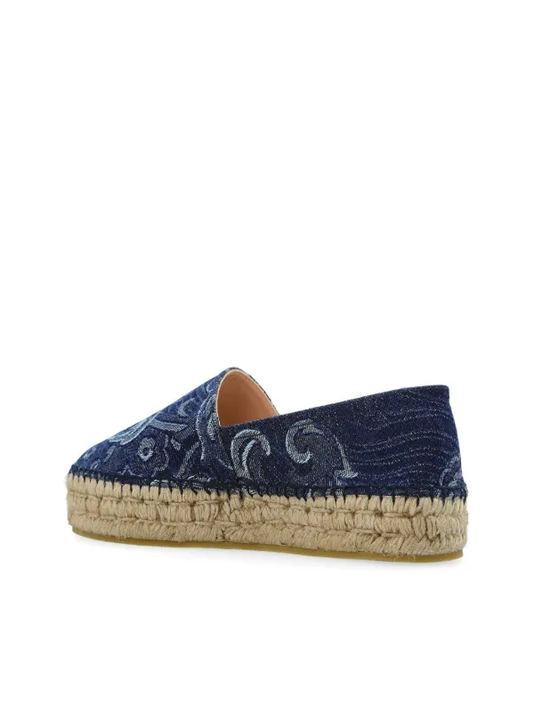 フラットシューズ ETRO Woman Espadrilles Blue WS4G0002 S9090 ETRO Denim Platform Espadrilles | Blue | FARFETCH GR