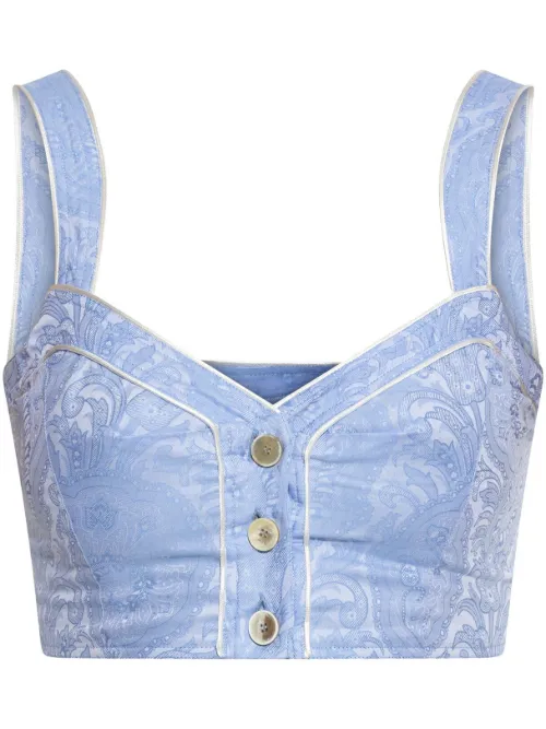 ETRO haut crop à imprimé - Bleu - ETRO - Modalova
