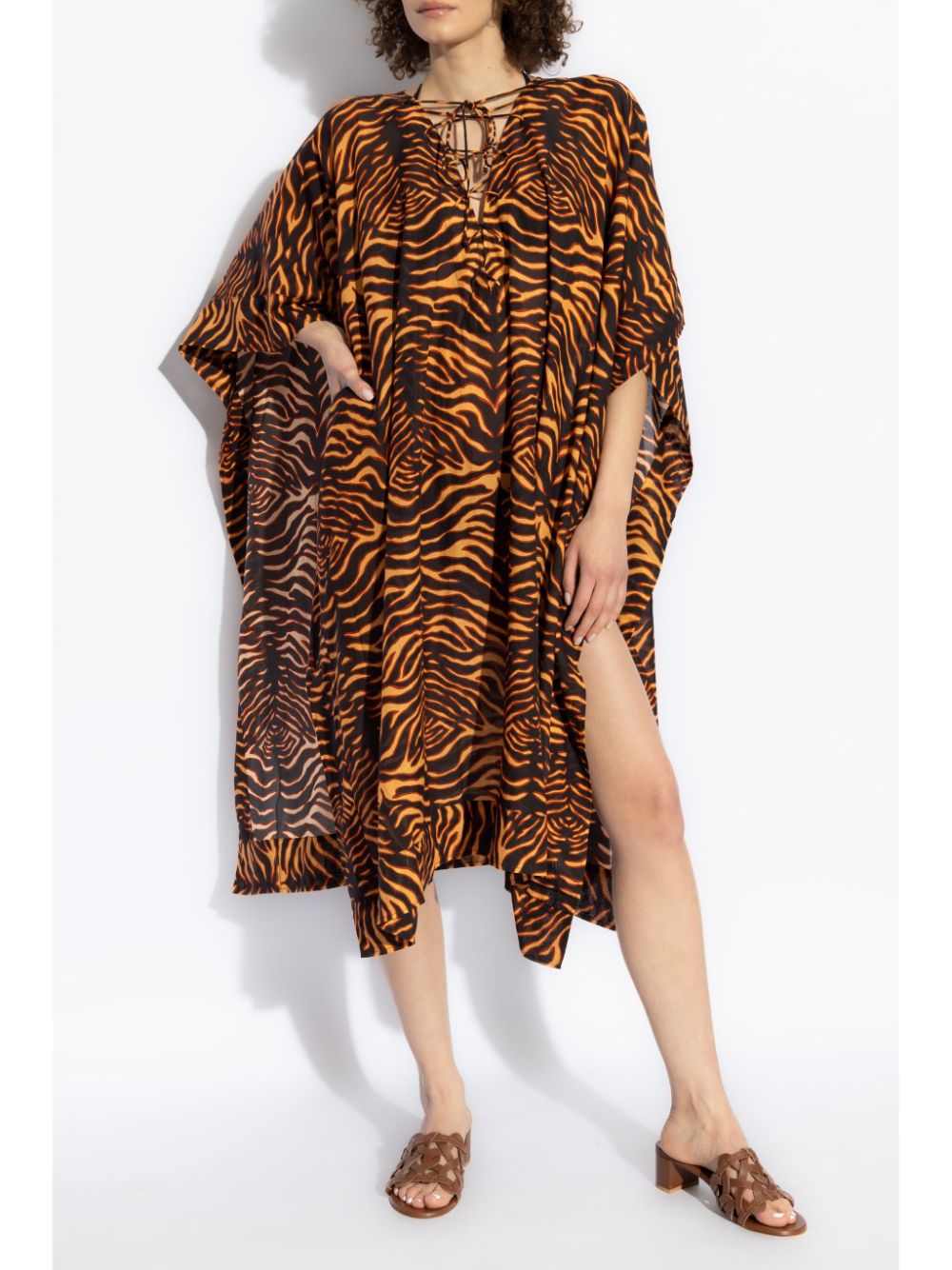 Ulla Johnson tiger-print cotton-blend dress - Oranje