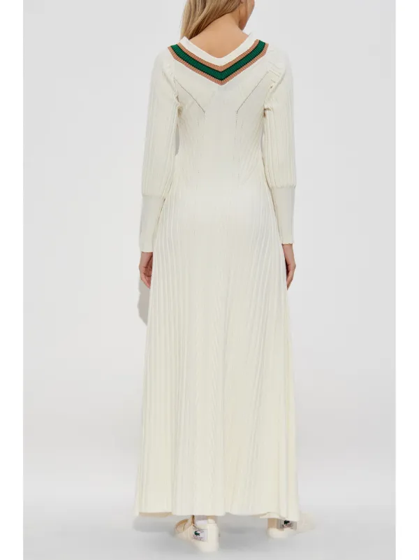 Lacoste Ribbed Maxi Dress White FARFETCH AO