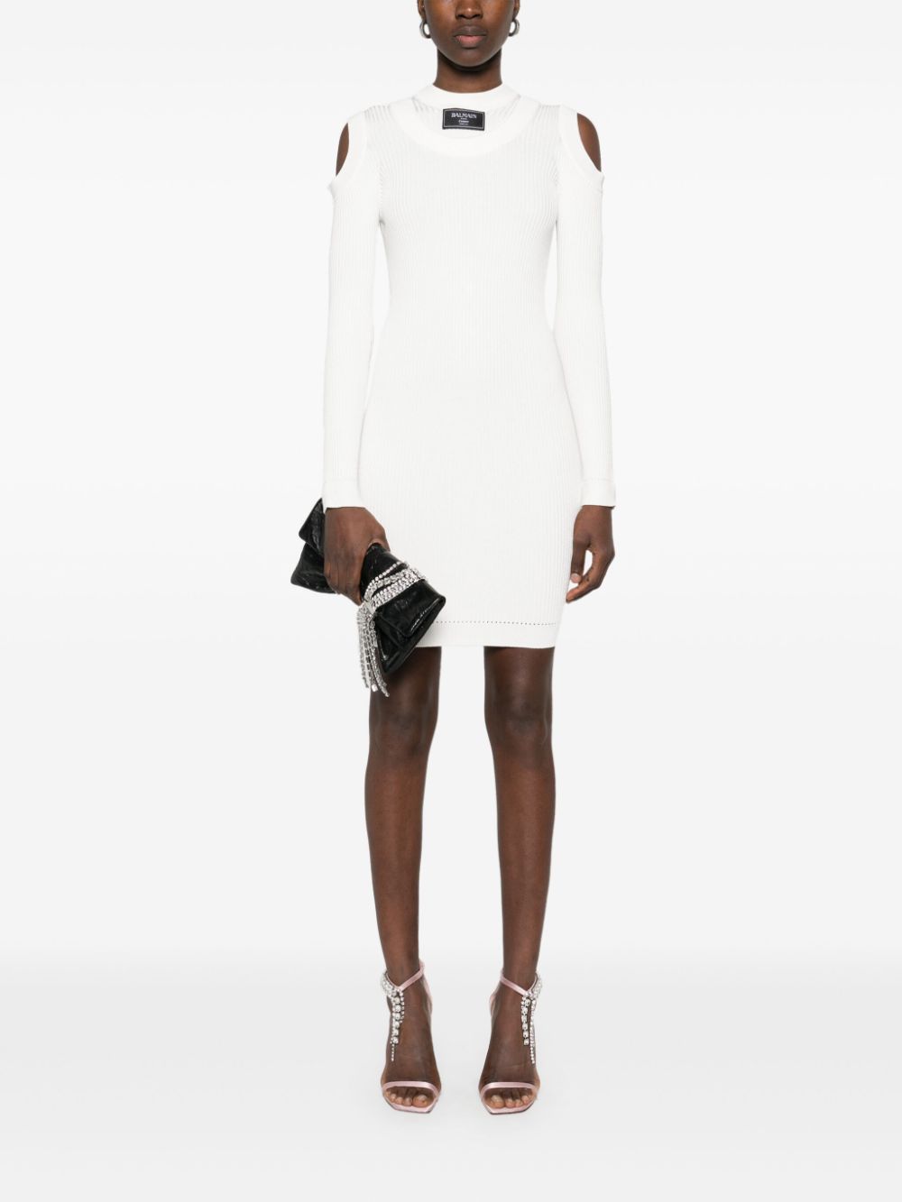 Balmain Geribbelde mini-jurk - Wit