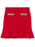 Self-Portrait grid-knit mini skirt - Red