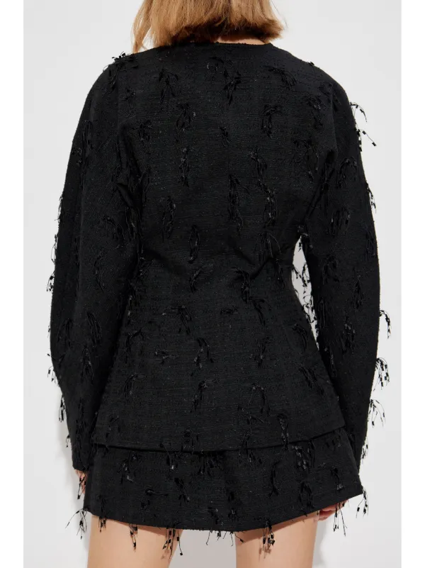 【関税&送料込】Ganni Giacca In Tweed GANNI Tweed Blazer | Black | FARFETCH