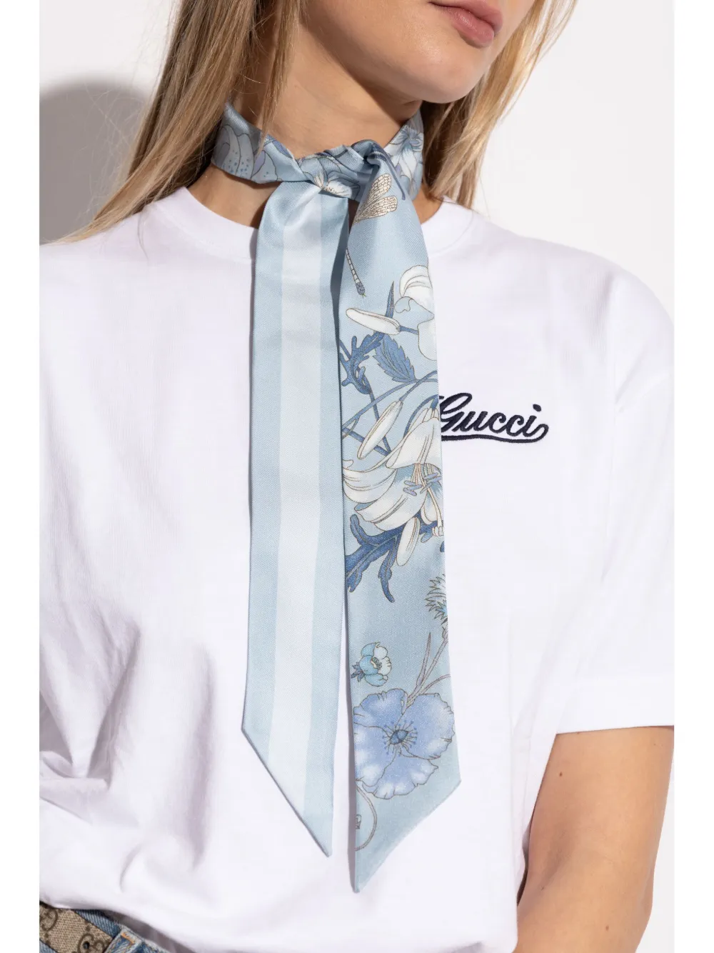 Gucci Zijden halsstrik met print - Blauw