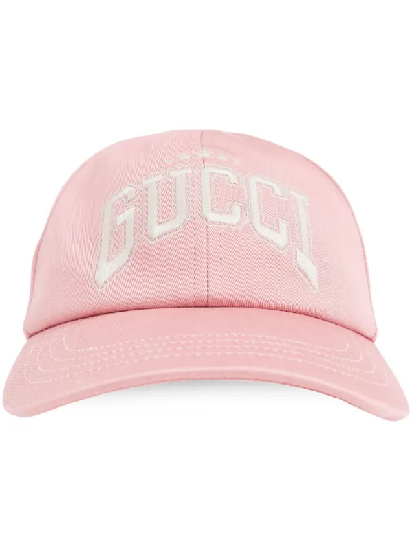 Gucci logo embroidered Cap Pink FARFETCH UK