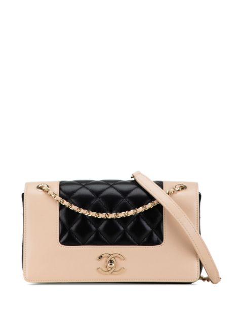 HOT SALE CHANEL 2017-2018 Small Bicolor Lambskin Mademoiselle Vintage Double Flap crossbody bag Women