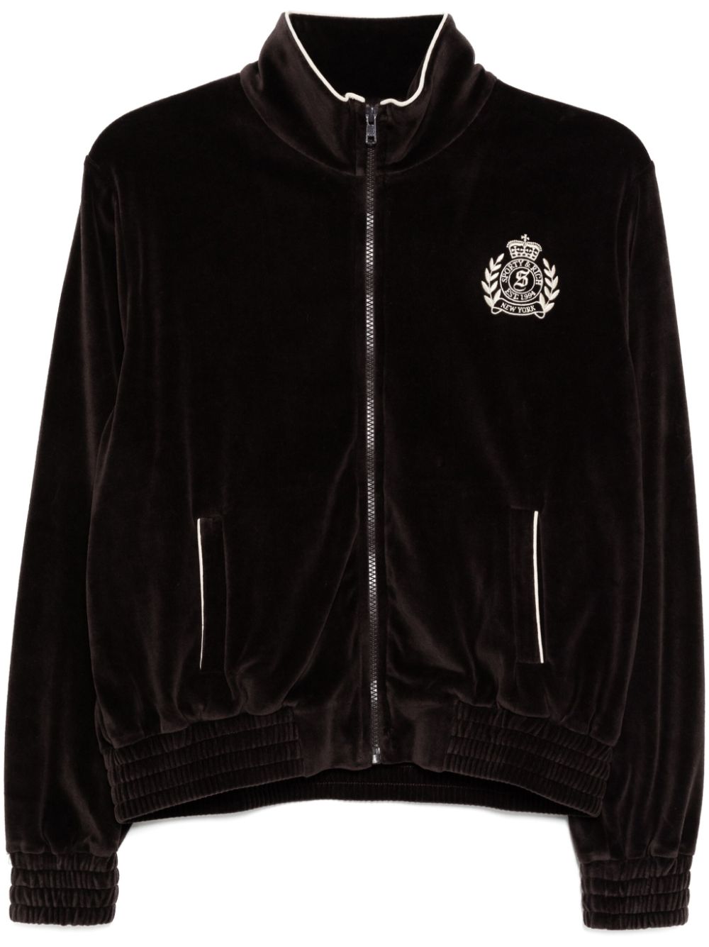 Sporty & Rich NY Crest Velour Track jacket - Brown