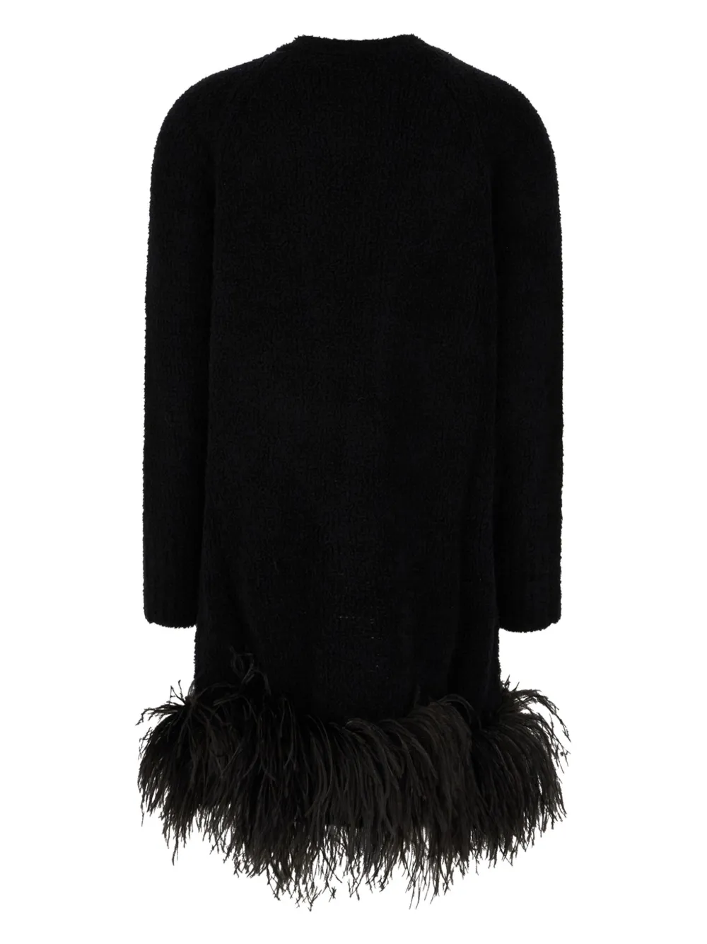 Max Mara Feather-trim Cardigan In Black
