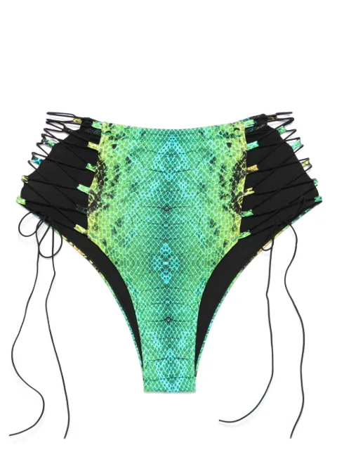 Noire Swimwear bas de bikini imprimé à taille haute