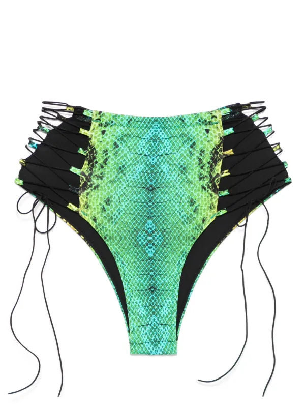 Noire Swimwear snake-print high-waist Bikini Bottoms Green