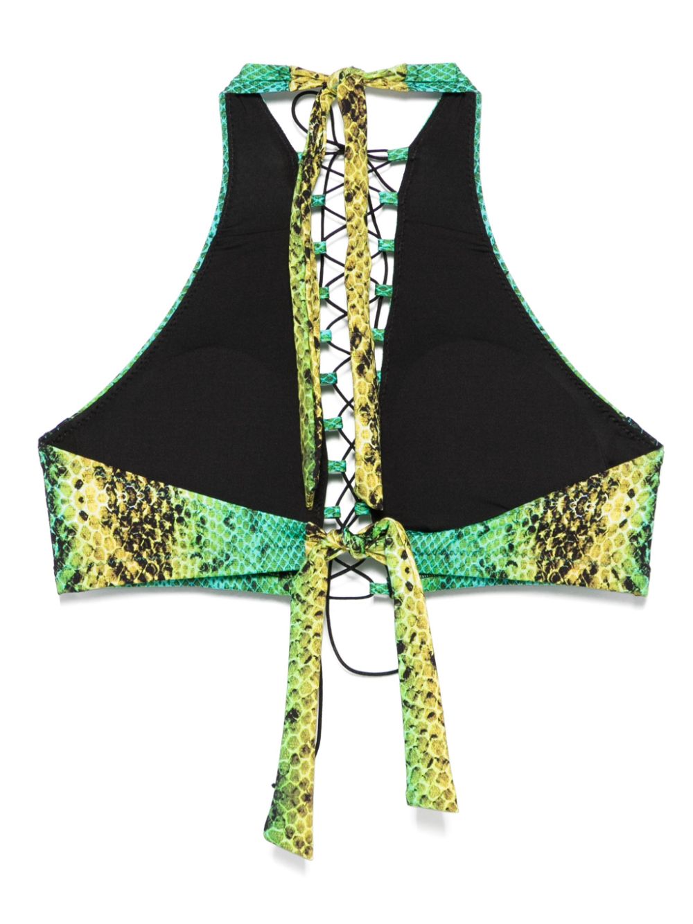 Noire Swimwear snake-print bikini top - Groen