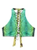 Noire Swimwear snake-print bikini top - Green