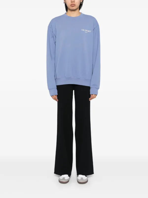 Sporty & Rich Wimbledon Crewneck Sweater | Blue | FARFETCH RO