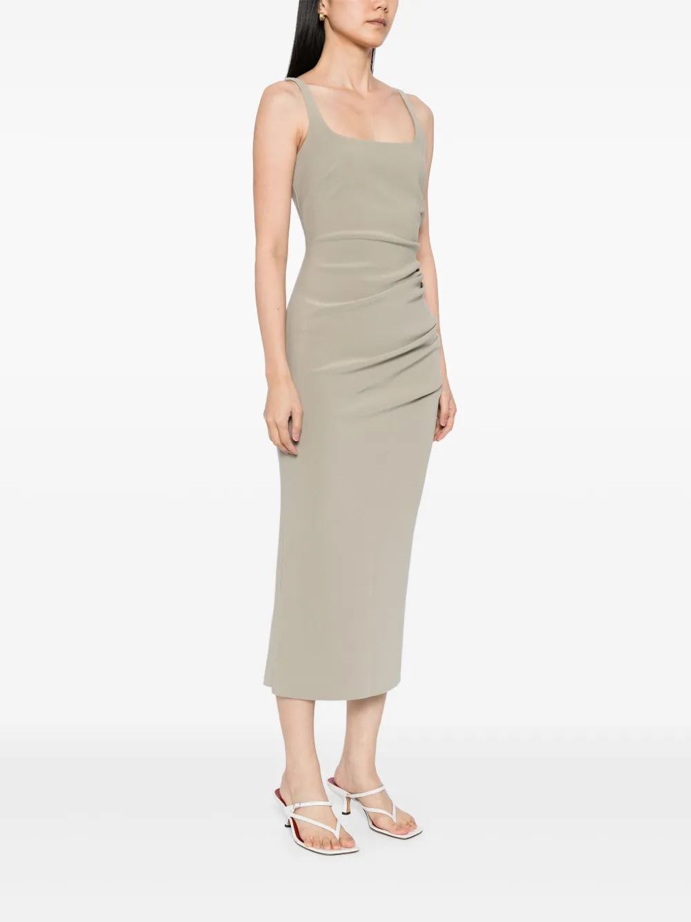 Shop Bec & Bridge Midi Karina Tuck Dress In Green