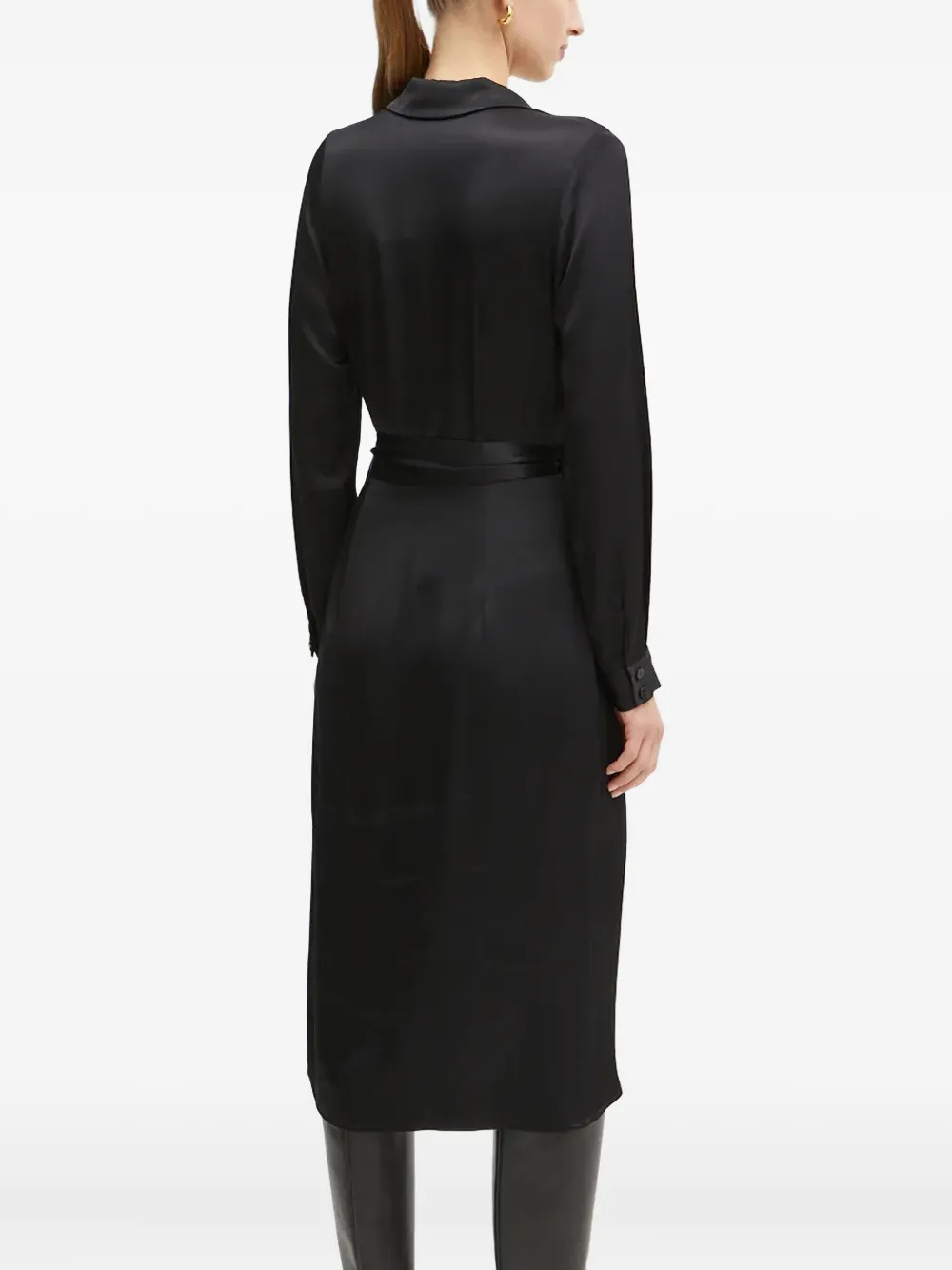 Guess Usa Wrap Tie Midi Dress In Black