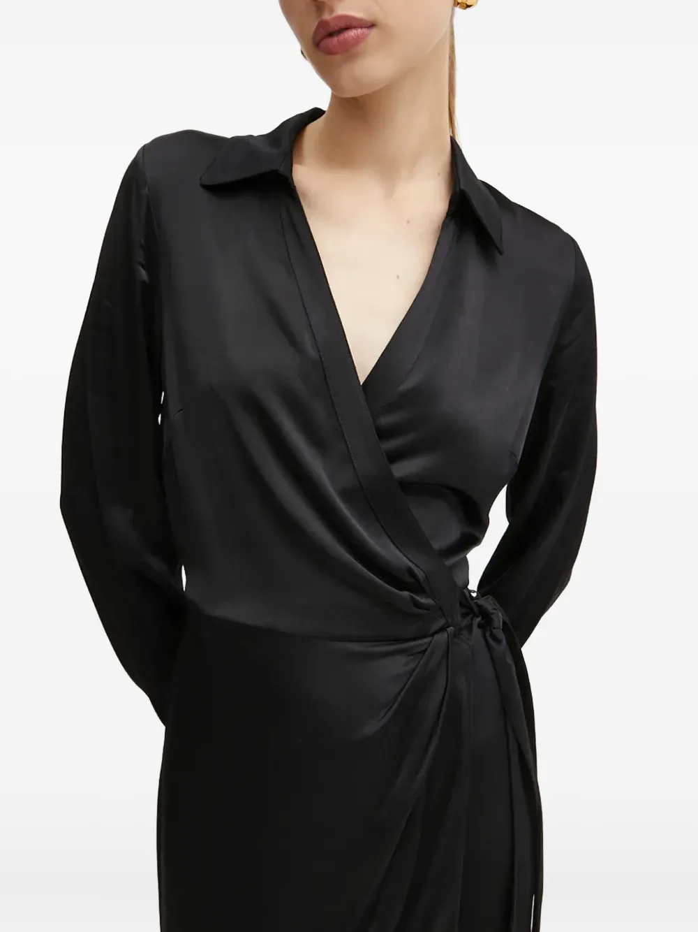Guess Usa Wrap Tie Midi Dress In Black