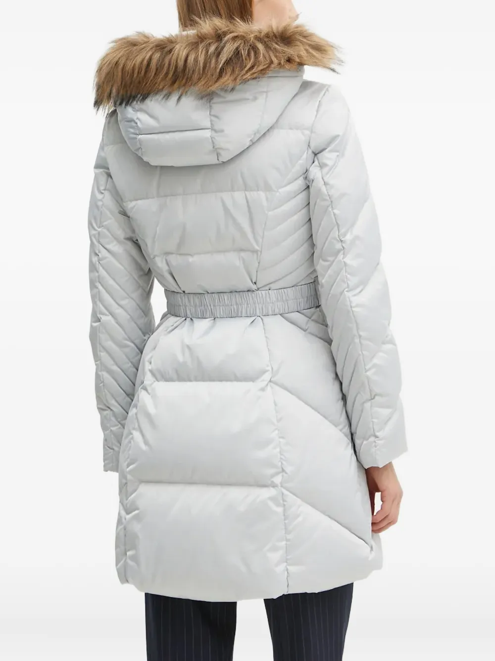 GUESS USA quilted-pattern single-breasted coat Grijs