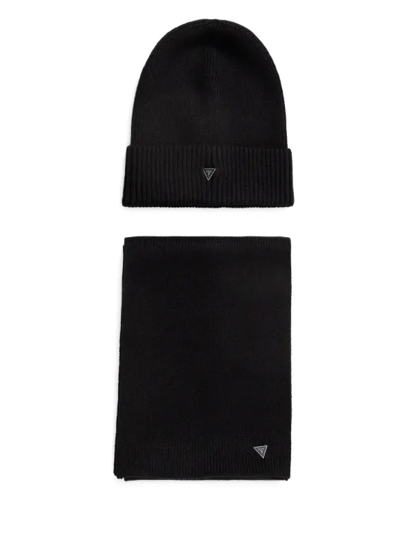 GUESS USA Appliqué Beanie Scarf Set Black FARFETCH PH